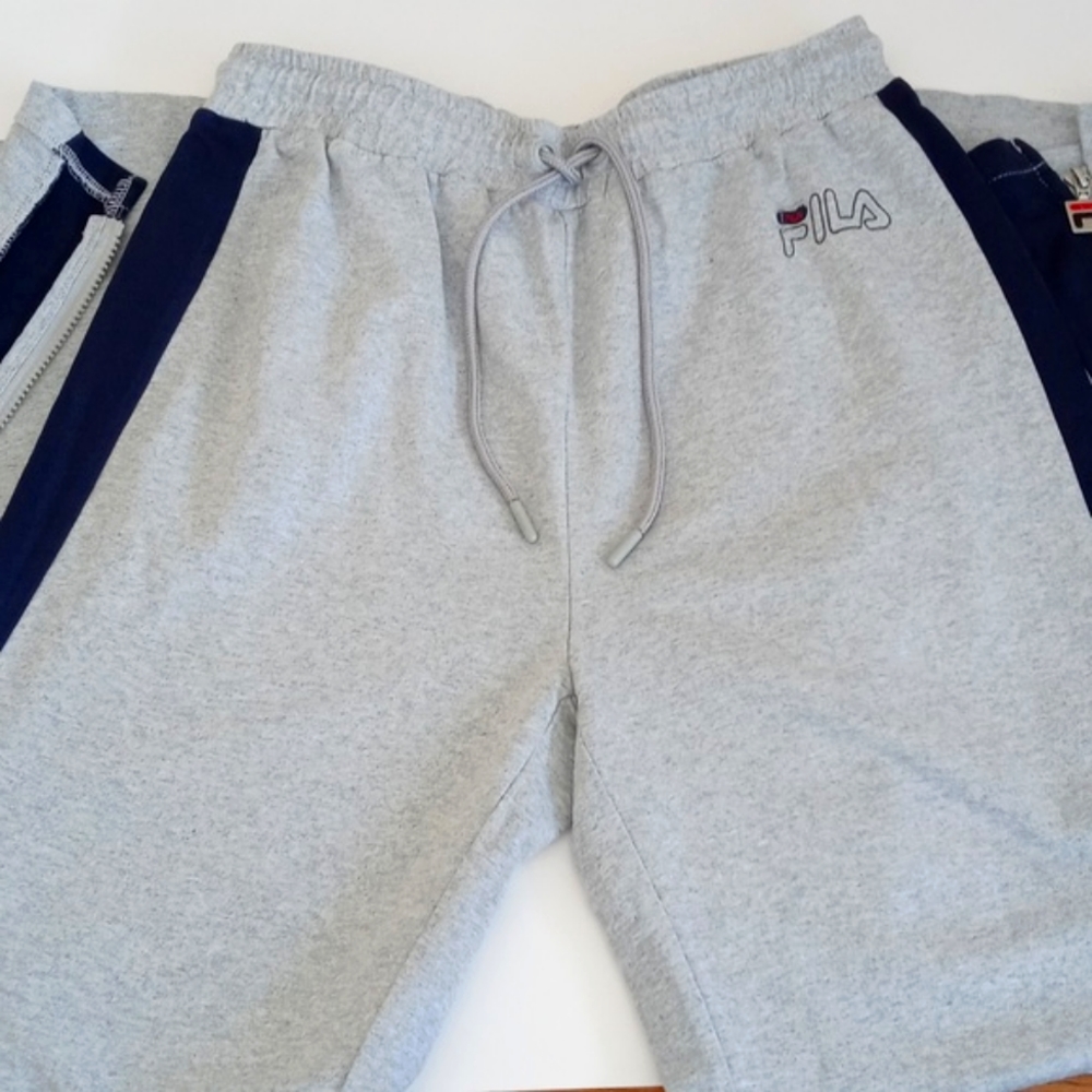 *Relisted* Fila Grey Blue Racer Stripes 3/4 "Zip Leg" Wide Leg Sweatpant Pants S - Picture 3 of 16